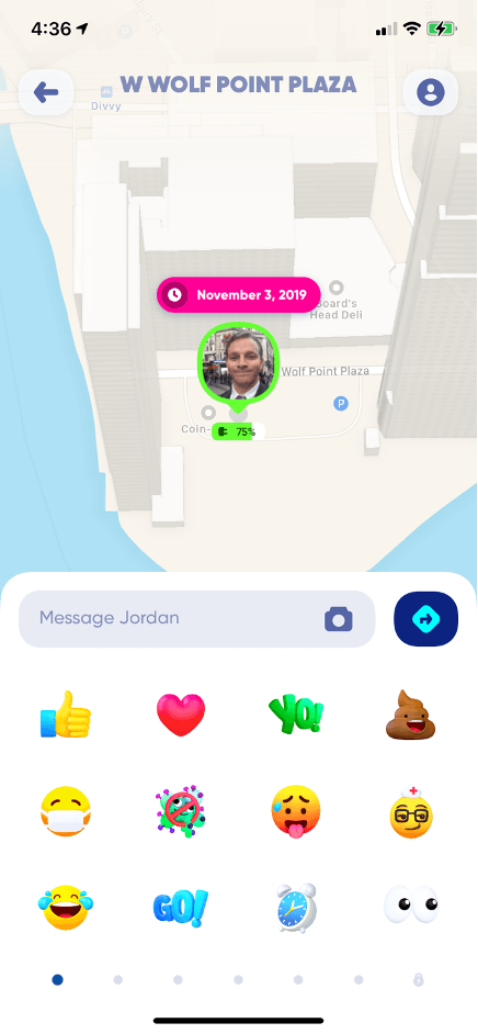 Zenly app half-modal chat window